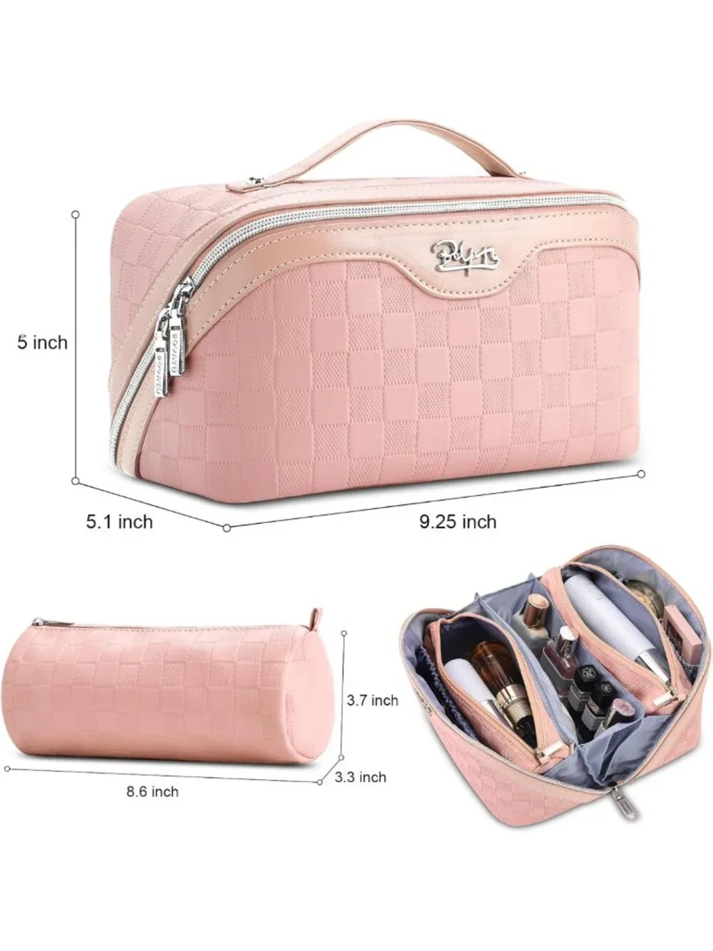 Large Capacity Travel Makeup Bag Set | 3 Pcs Organizer for Cosmetics